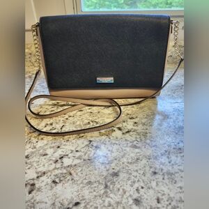 Kate Spade Black Beige Tilden Place Alek Crossbody Purse Leather